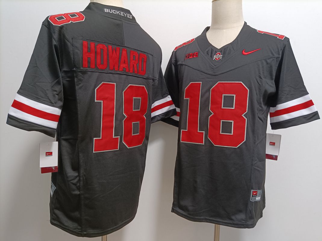 Men Ohio State Buckeyes 18 Howard Black Nike 2025 NCAA Jersey